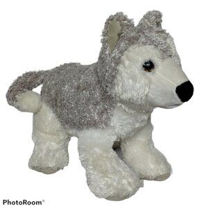 Animal Adventure Husky Puppy Dog Plush Gray White
